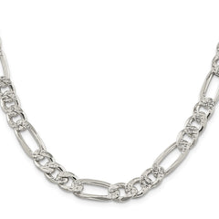Sterling Silver 9.5mm Pav������������������������������������������������������������������������������������������������������������������������������������������������������������������ Flat Figaro ChainQFF250
