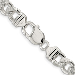 Sterling Silver 9.5mm Pav������������������������������������������������������������������������������������������������������������������������������������������������������������������ Flat Figaro ChainQFF250