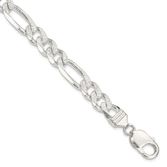 Sterling Silver 9.5mm Pav������������������������������������������������������������������������������������������������������������������������������������������������������������������ Flat Figaro Chain QFF250-8