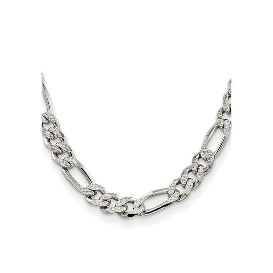 Sterling Silver 11.0mm Pav������������������ Flat Figaro ChainQFF300