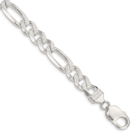 Sterling Silver 11.0mm Pav������������������������������������������������������������������������������������������������������������������������������������������������������������������ Flat Figaro Chain QFF300-8
