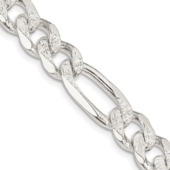 Sterling Silver 11.0mm Pav������������������ Flat Figaro ChainQFF300
