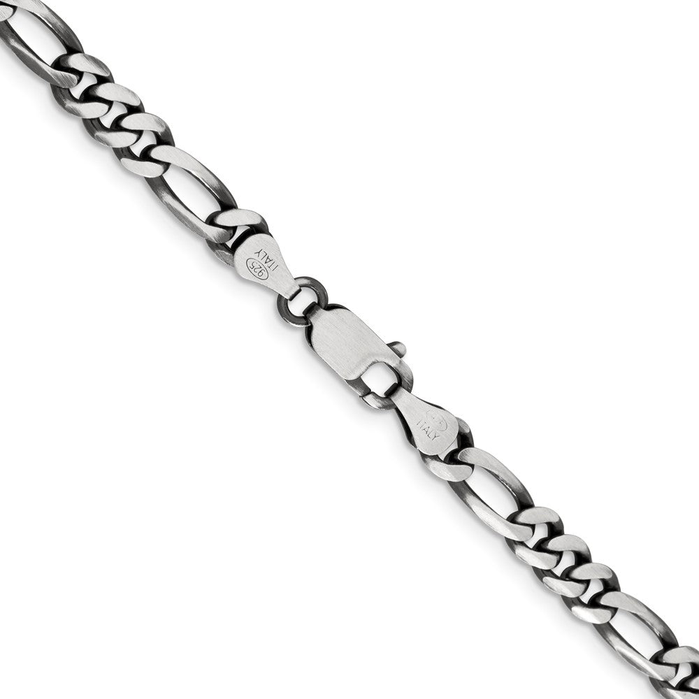 Sterling Silver Antiqued 5.5mm Figaro ChainQFG150A