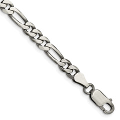 Sterling Silver Antiqued 5.5mm Figaro Chain QFG150A-8
