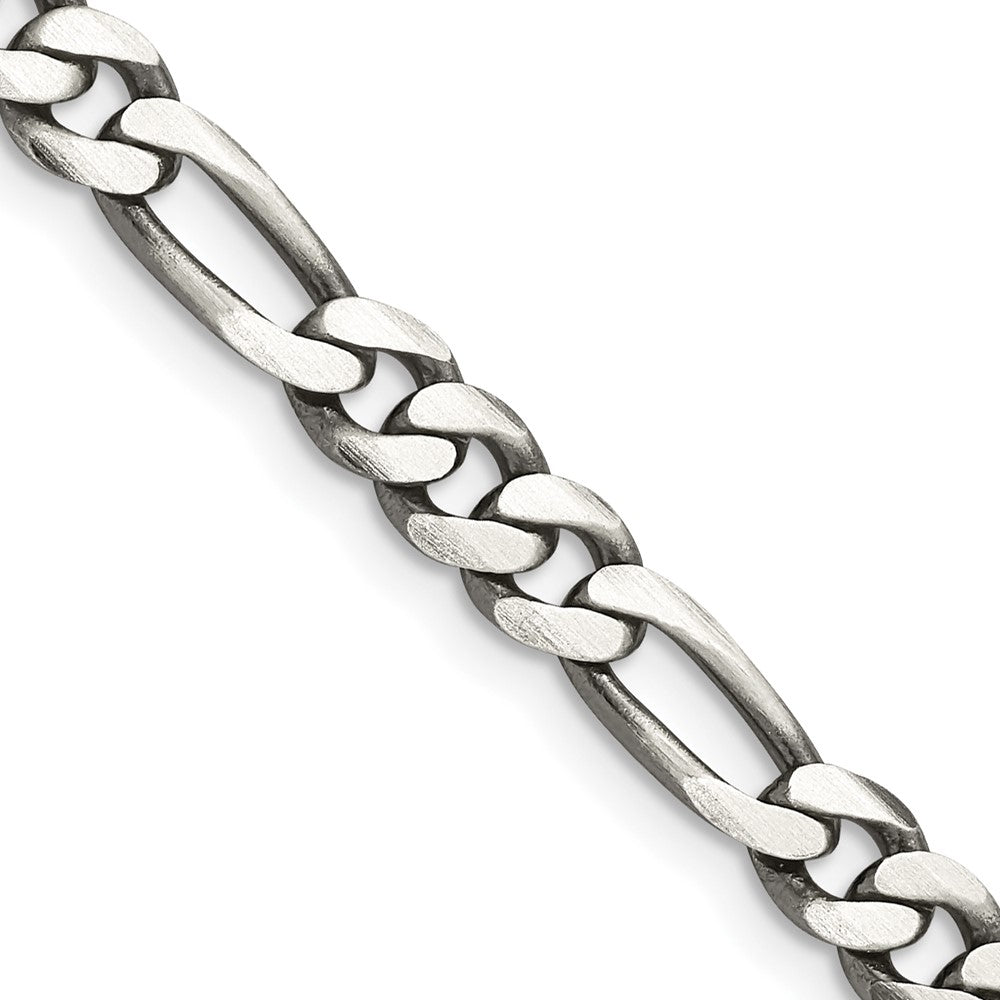 Sterling Silver Antiqued 5.5mm Figaro ChainQFG150A