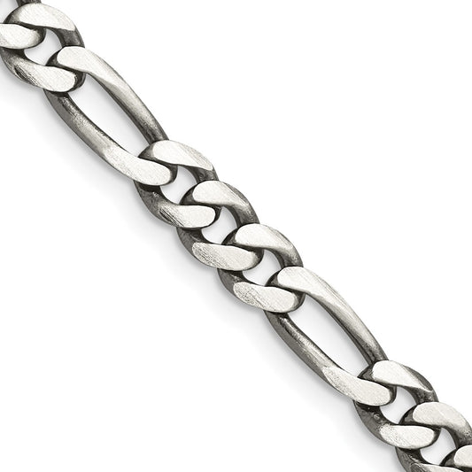 Sterling Silver Antiqued 5.5mm Figaro ChainQFG150A