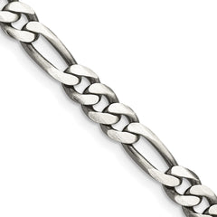 Sterling Silver Antiqued 5.5mm Figaro ChainQFG150A