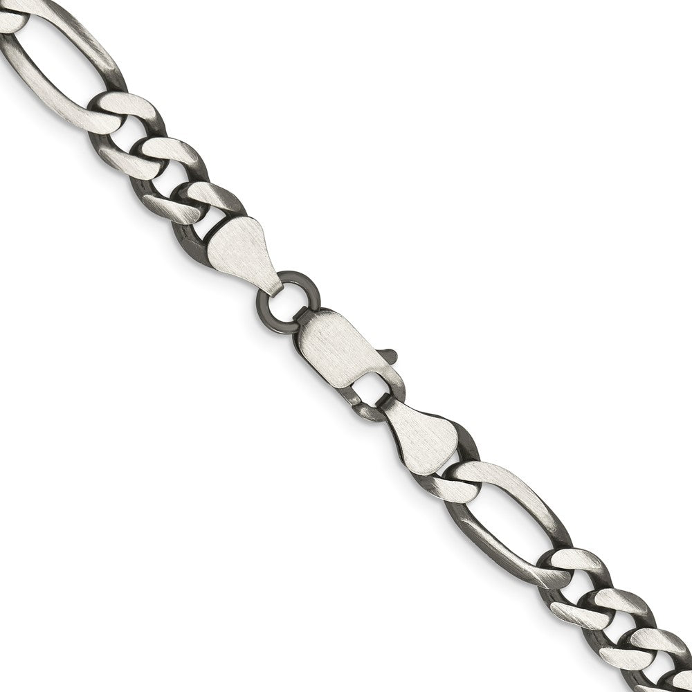 Sterling Silver Antiqued 6.5mm Figaro ChainQFG180A