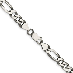 Sterling Silver Antiqued 6.5mm Figaro ChainQFG180A