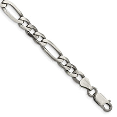 Sterling Silver Antiqued 6.5mm Figaro Chain QFG180A-8