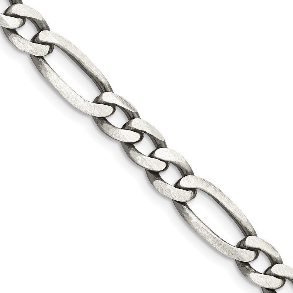 Sterling Silver Antiqued 6.5mm Figaro ChainQFG180A