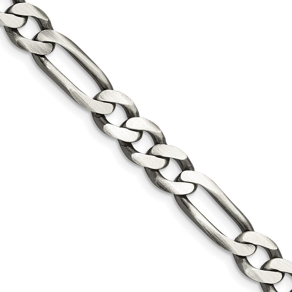 Sterling Silver Antiqued 7.5mm Figaro ChainQFG200A