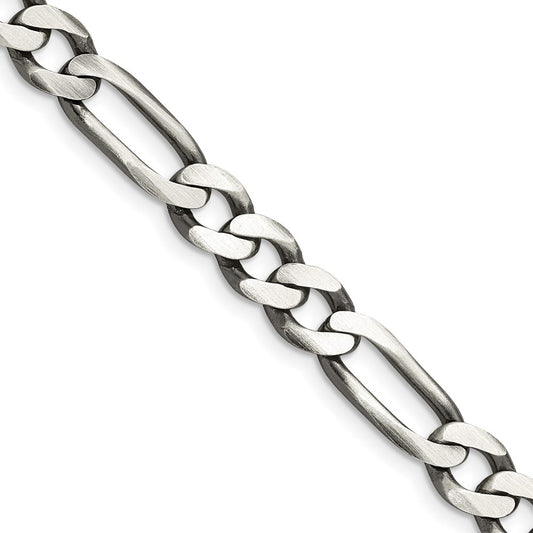 Sterling Silver Antiqued 7.5mm Figaro ChainQFG200A