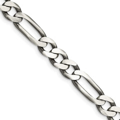 Sterling Silver Antiqued 7.5mm Figaro ChainQFG200A