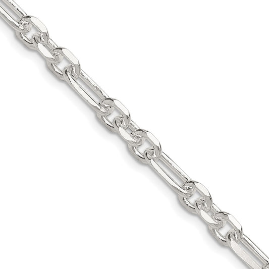 Sterling Silver D/C 6mm 3 Short Plus 1 Long Cable Link ChainQFL150