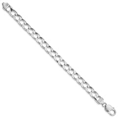 Sterling Silver Rhodium-plated 7.2mm D/C Square Curb Chain QFOC250R-8