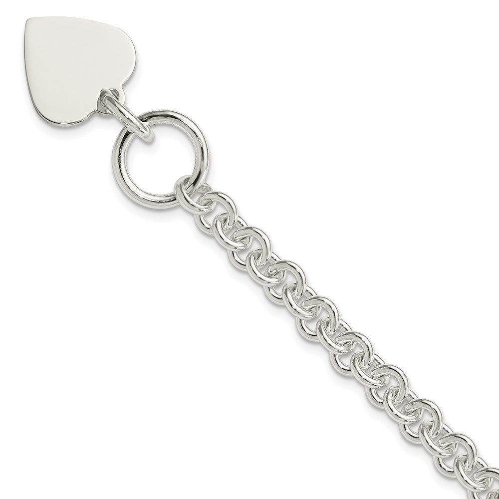 Sterling Silver Engraveable Heart Disc on Fancy Link Toggle 7.75in Bracelet QG1149-7.75