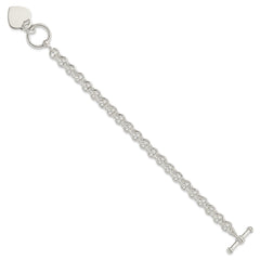 Sterling Silver Engraveable Heart Disc on Fancy Link Toggle Bracelet QG1156-7.75