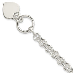 Sterling Silver Engraveable Heart Disc on Fancy Link Toggle Bracelet QG1156-7.75