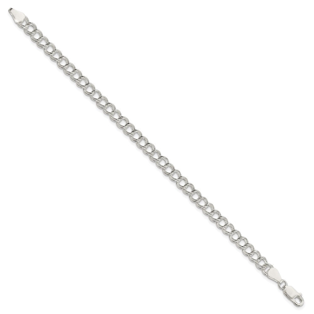 Sterling Silver 5.25mm Solid Double Link Charm Bracelet QG1162-7