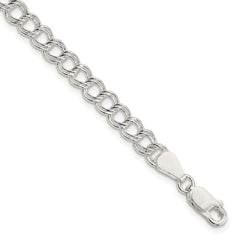 Sterling Silver 5.25mm Solid Double Link Charm Bracelet QG1162-7