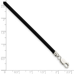 Sterling Silver 20inch 3mm Black Rubber Cord NecklaceQG1257