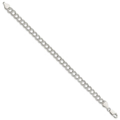 Sterling Silver 6mm Solid Double Link Charm Bracelet QG128-7