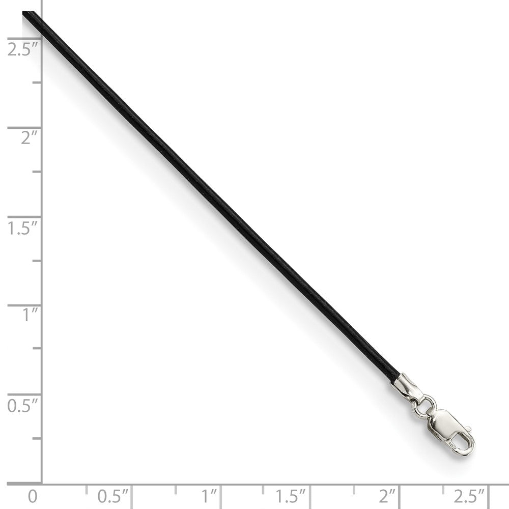 Sterling Silver 20inch 1.5mm Black Leather Cord NecklaceQG1297