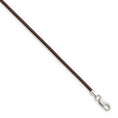 Sterling Silver 16inch 1.5mm Brown Leather Cord NecklaceQG1298