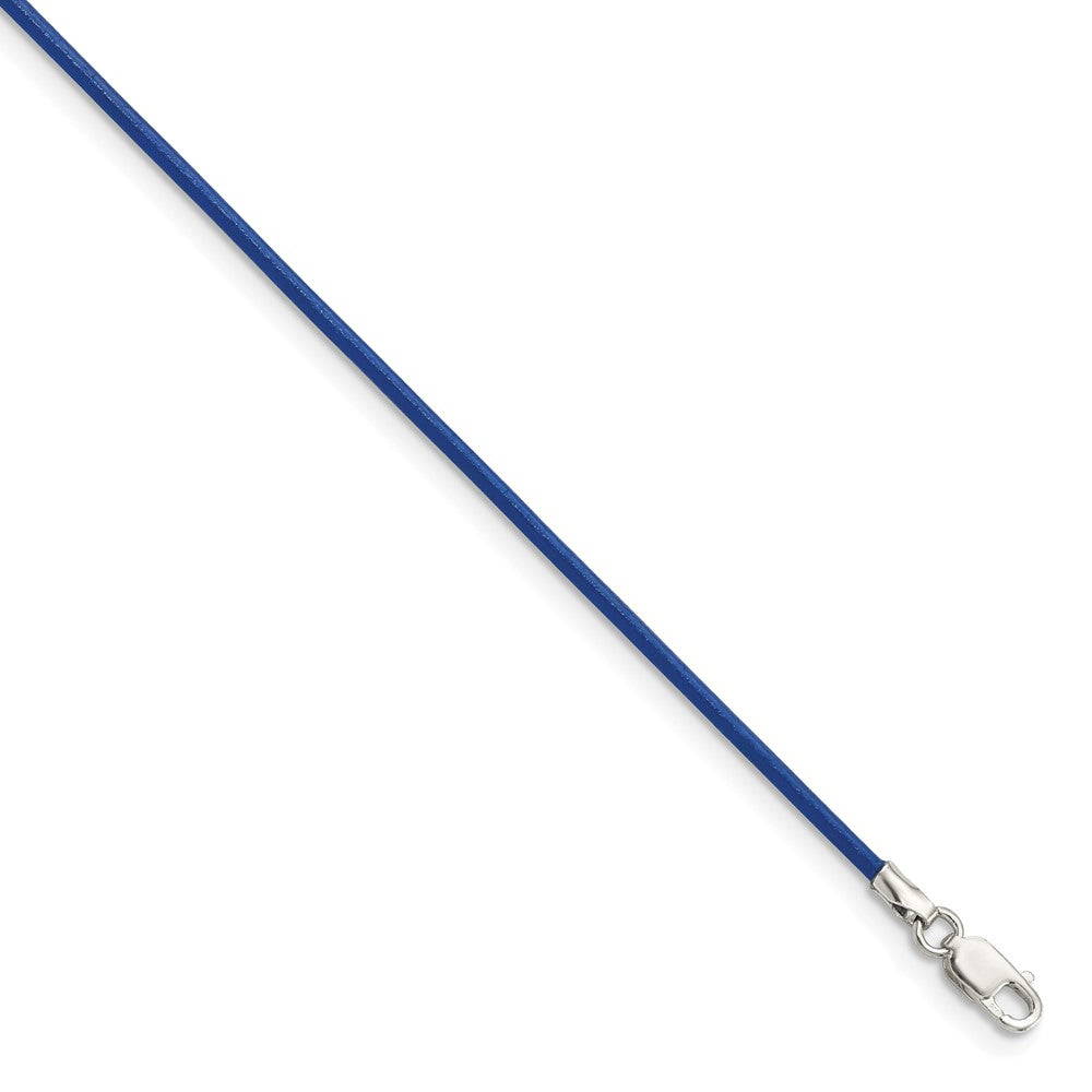Sterling Silver 16inch 1.5mm Royal Blue Leather Cord NecklaceQG1301