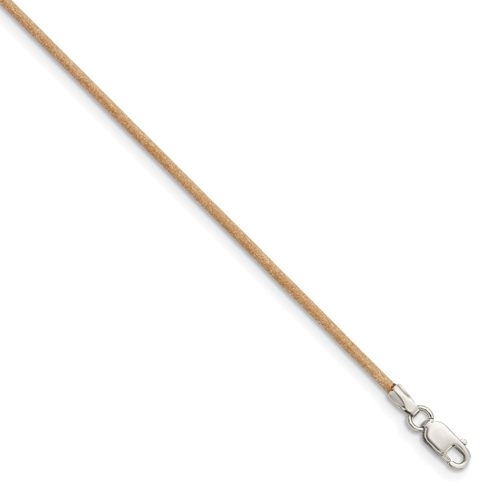 Sterling Silver 16inch 1.5mm Natural Leather Cord NecklaceQG1305