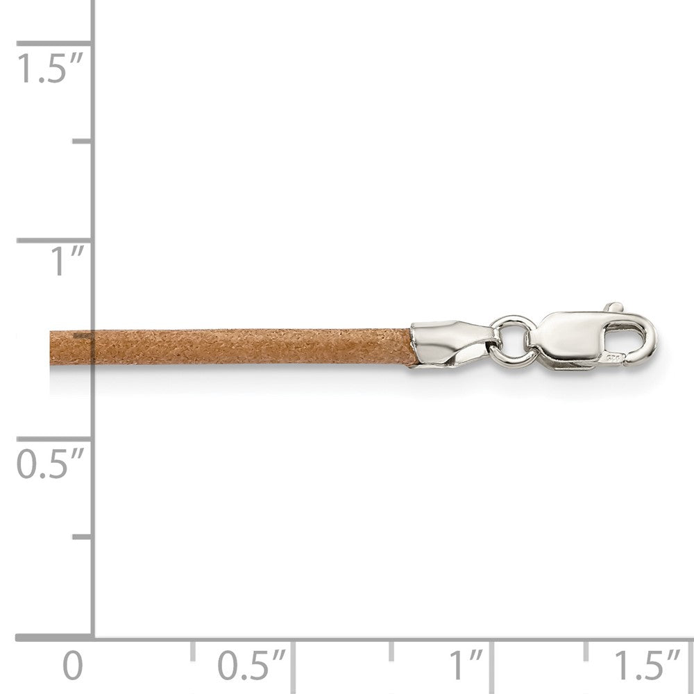 Sterling Silver 20inch 2mm Natural Leather Cord NecklaceQG1308