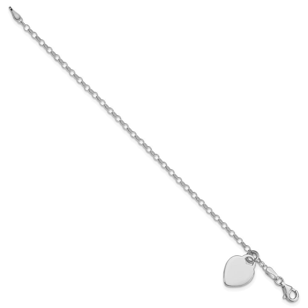 Sterling Silver Rhodium-plated Heart 6 in Childs Bracelet QG1446R-6