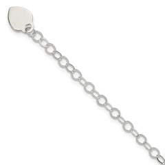 Sterling Silver Engraveable Heart Charm Childs Bracelet QG1449-6