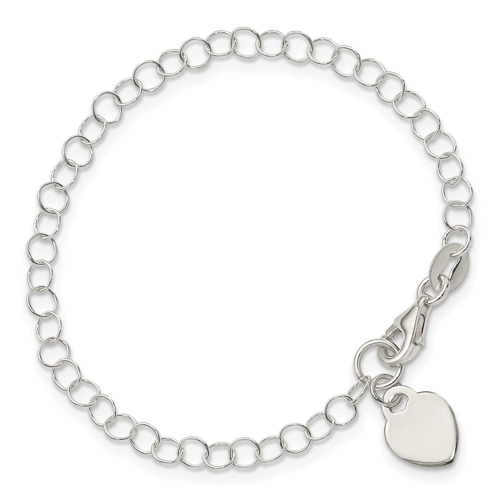 Sterling Silver Heart Charm Childs Bracelet QG1450-6