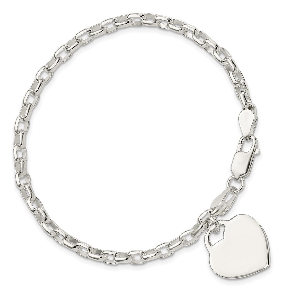 Sterling Silver 1.9mm Engraveable Heart Charm Bracelet QG1455-8.5