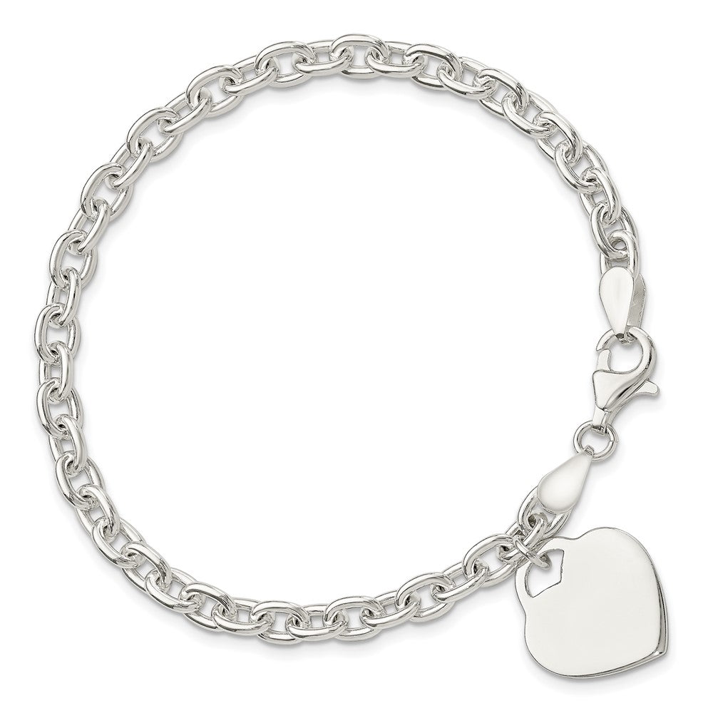 Sterling Silver 1.5mm Engraveable Heart Charm Bracelet QG1456-8.5