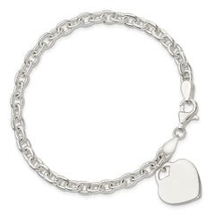 Sterling Silver 1.5mm Engraveable Heart Charm Bracelet QG1456-8.5