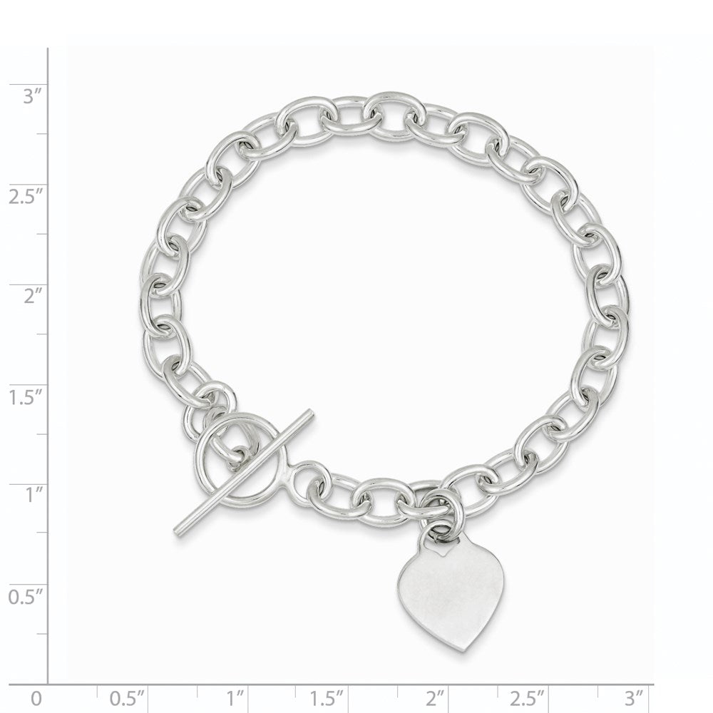 Sterling Silver Dangling Engraveable Heart Charm Bracelet QG1461-7.25