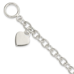 Sterling Silver Dangling Engraveable Heart Charm Bracelet QG1461-7.25