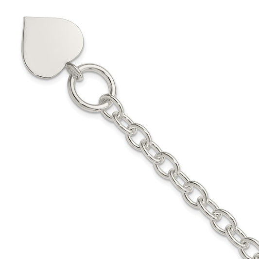 Sterling Silver Engraveable Heart Bracelet QG1462-7.5