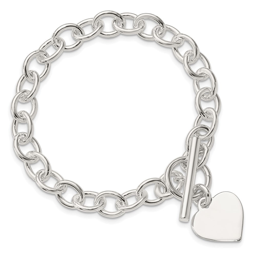 Sterling Silver Engraveable Heart Fancy Link Bracelet QG1464-7.5