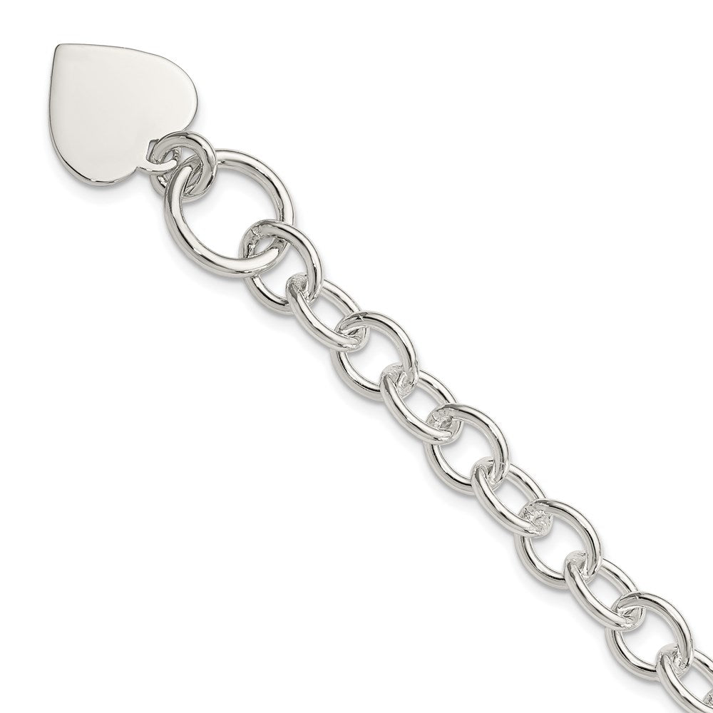 Sterling Silver Engraveable Heart Fancy Link Bracelet QG1464-7.5