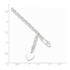 Sterling Silver Engraveable Heart Charm Rolo Bracelet QG1470-7.5