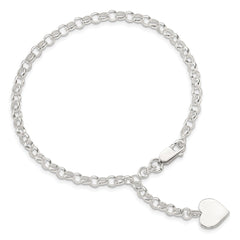 Sterling Silver Engraveable Heart Charm Rolo Bracelet QG1470-7.5