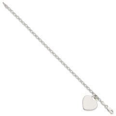 Sterling Silver Engraveable Heart Charm Bracelet QG1471-7.25