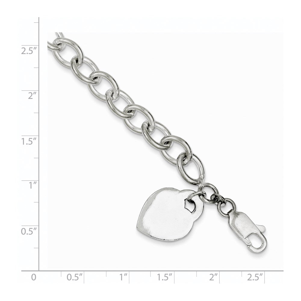 Sterling Silver Polished Engraveable Heart Bracelet QG1475-7.25