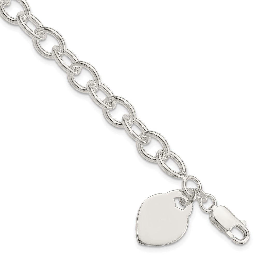 Sterling Silver Polished Engraveable Heart Bracelet QG1475-7.25