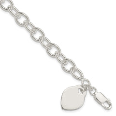 Sterling Silver Polished Engraveable Heart Bracelet QG1475-7.25