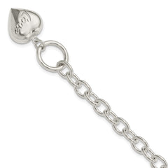 Sterling Silver LOVE Puffed Heart Charm Bracelet QG1480-7.5